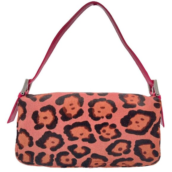 Vintage Fendi hot pink leopard print Baguette shoulder bag - Picture 7 of 8